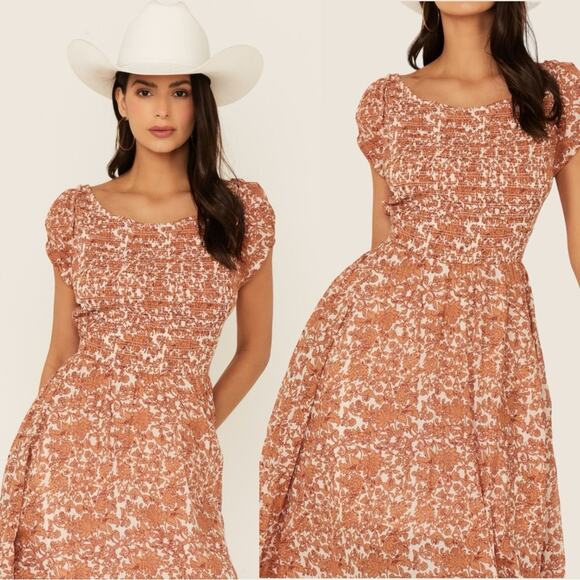 Free People Ultraviolet Maxi Dress in Tea Combo Size Large Prairie Cut Out Back - Picture 11 of 16